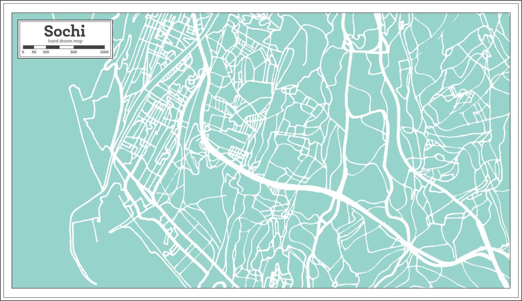 Sochi Russia City Map in Retro Style. Outline Map. vector