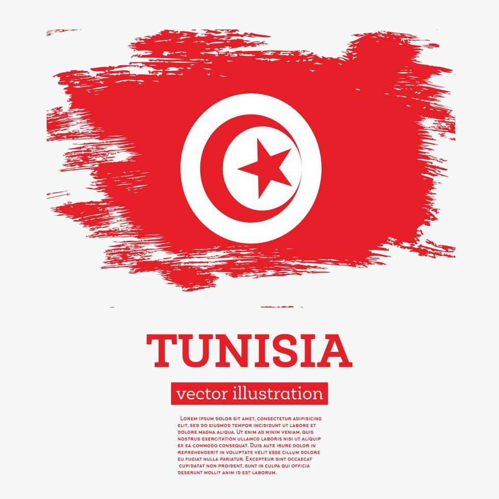 Tunisia Flag with Brush Strokes. vector