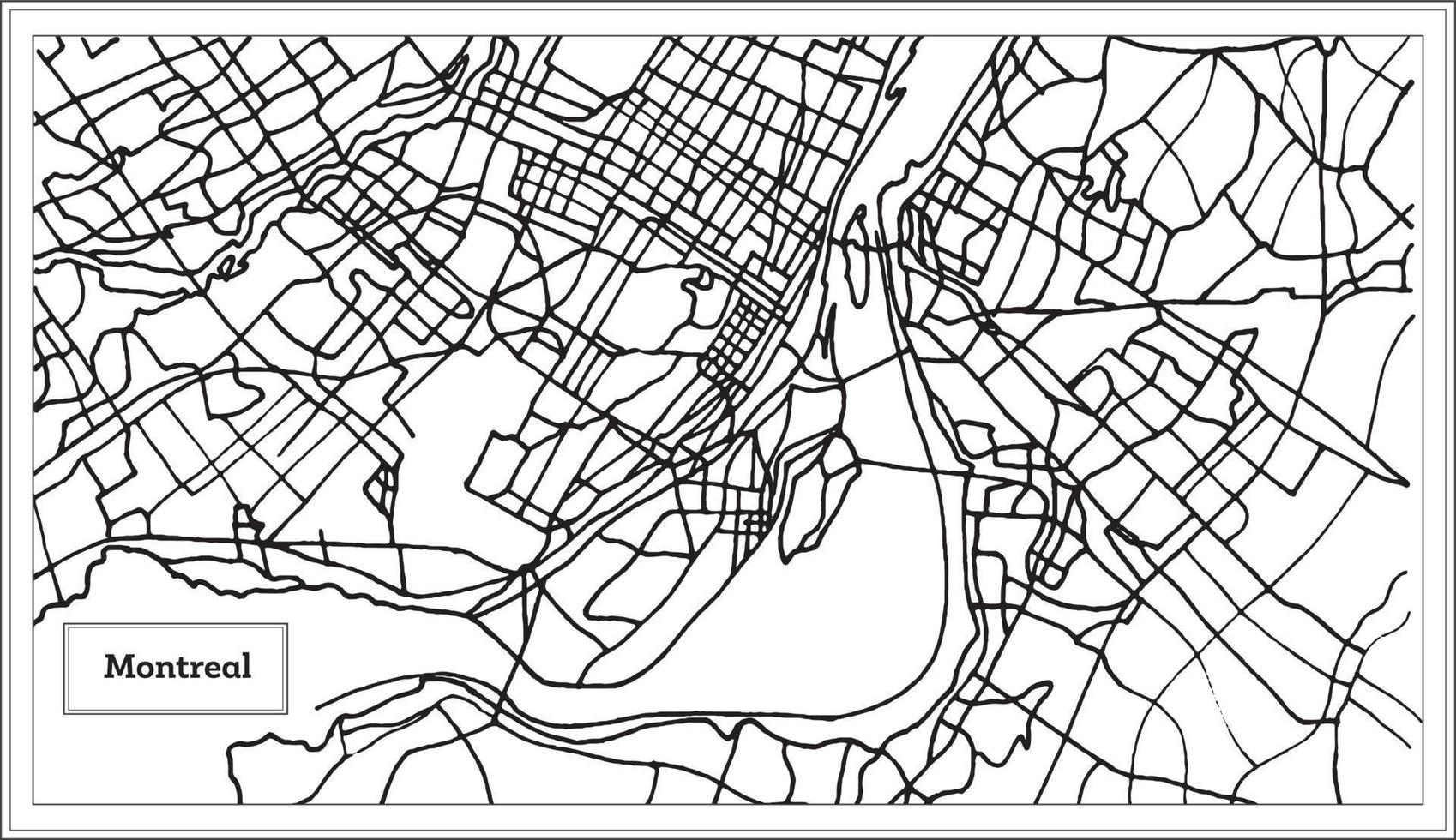 Mapa de la ciudad de Montreal, Canadá, en color blanco y negro. vector