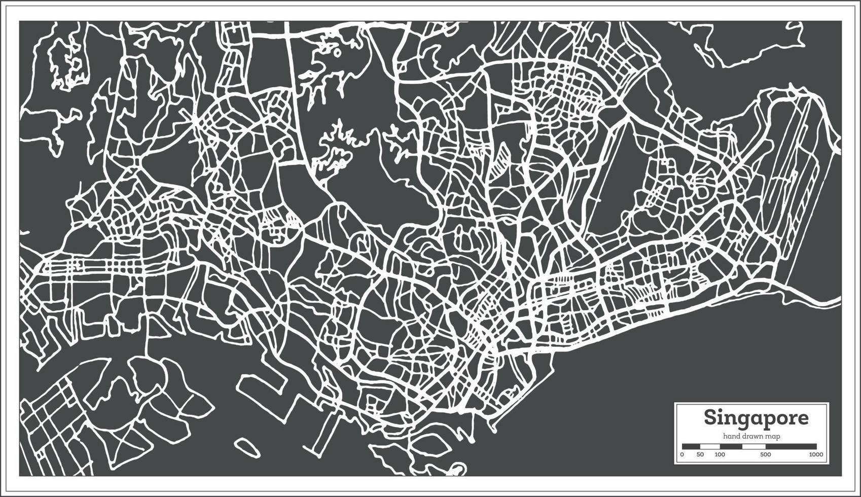 mapa de la ciudad de singapur en estilo retro. esquema del mapa. vector