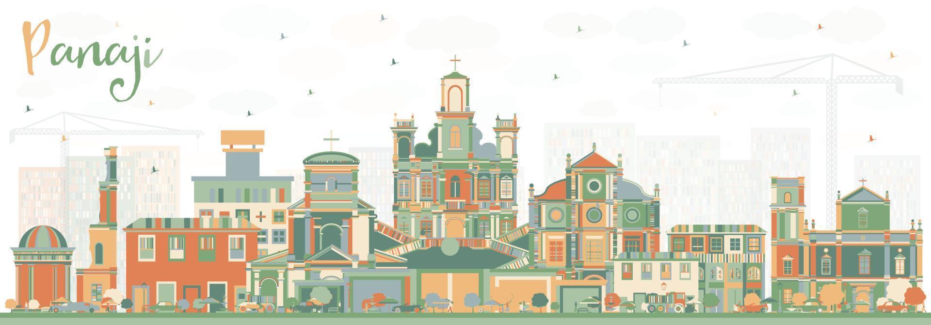Panaji India City Skyline with Color Buildings. vector