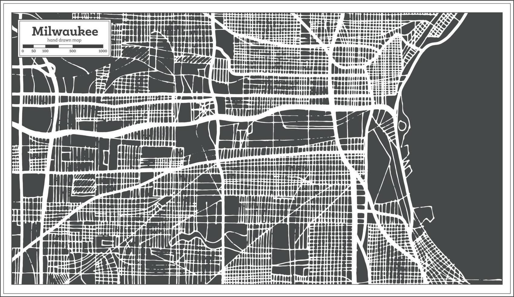 mapa de la ciudad de milwaukee wisconsin usa en estilo retro. esquema del mapa. vector