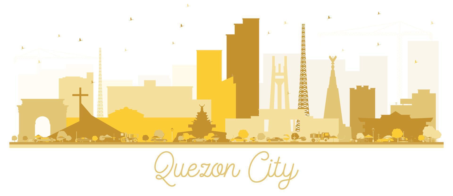 Quezon City skyline Golden silhouette. vector