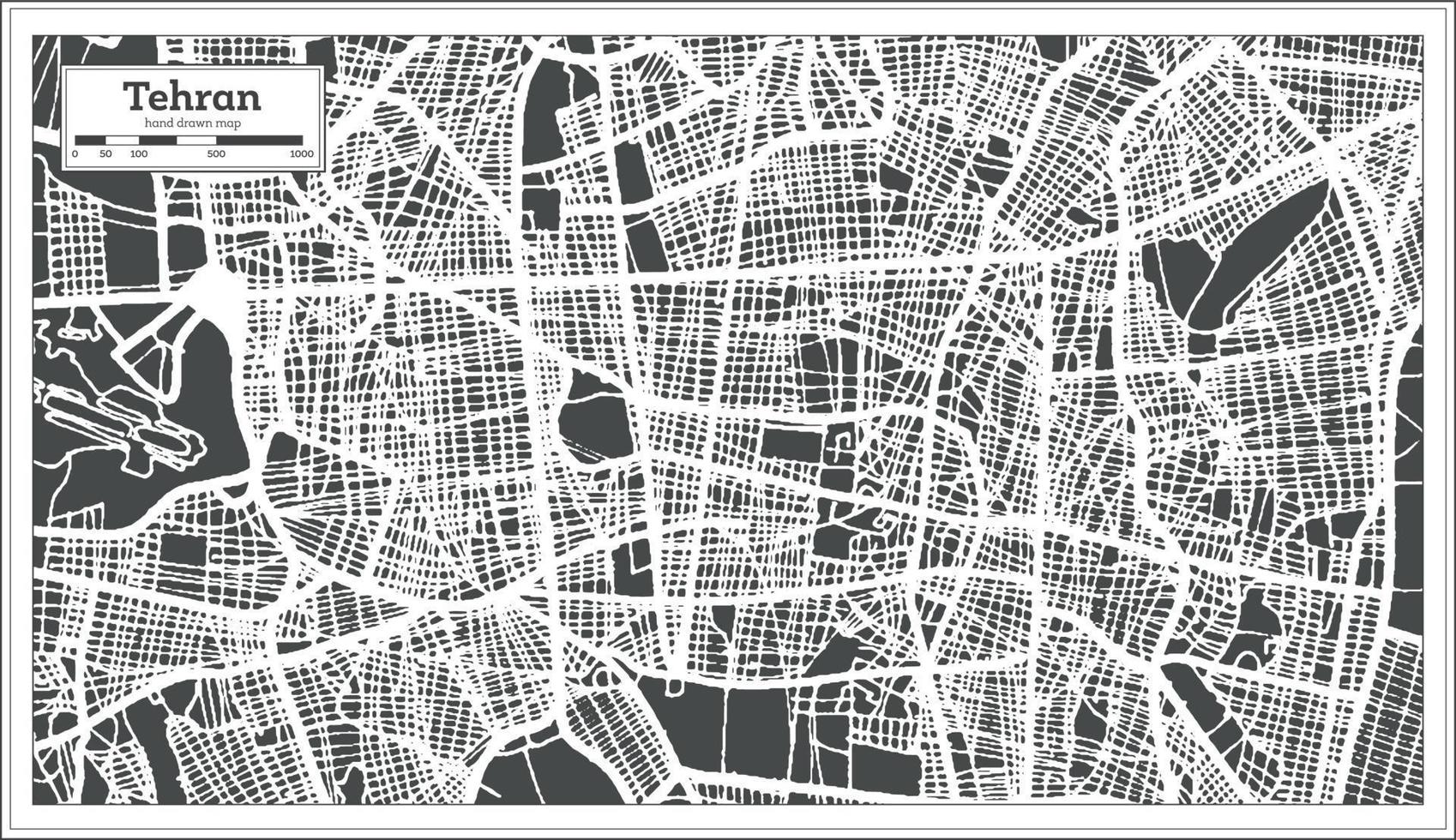 Tehran Iran City Map in Retro Style. Outline Map. vector