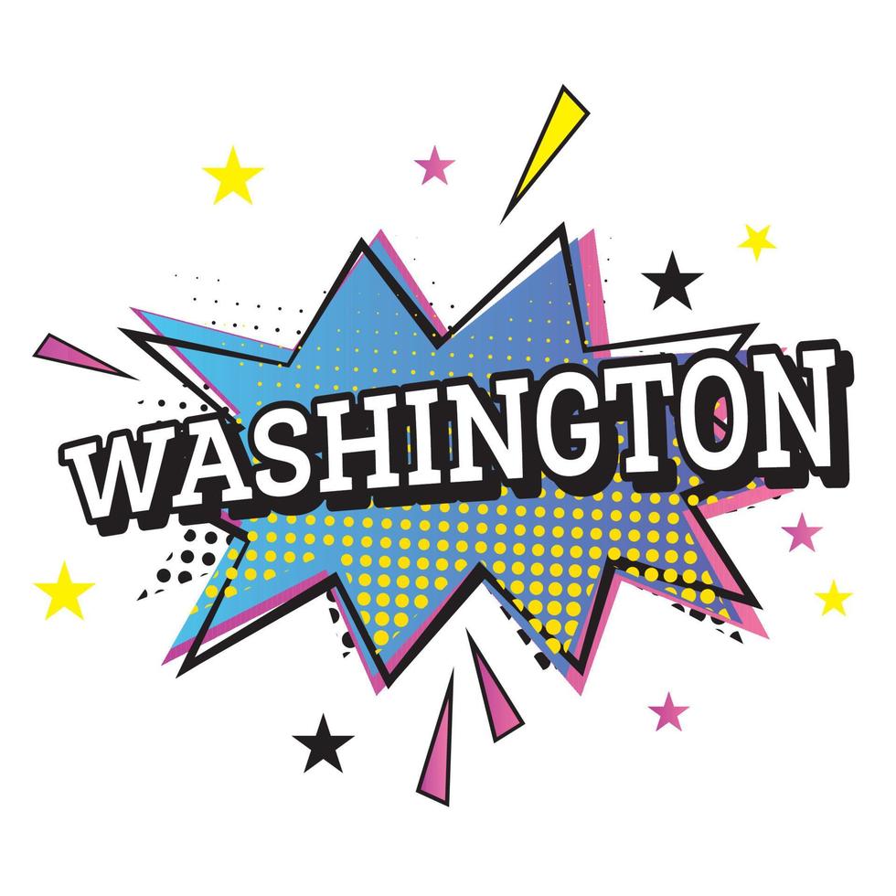 Washington USA. Comic Text in Pop Art Style. Vector Illustration