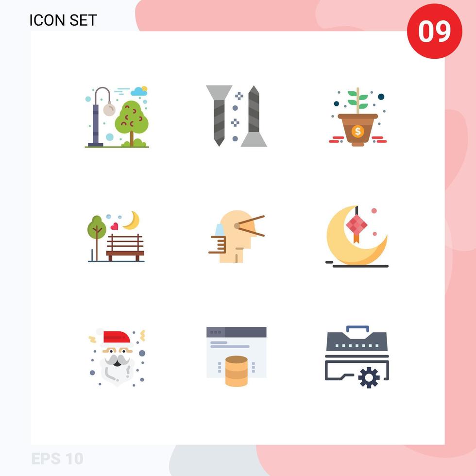 9 Creative Icons Modern Signs and Symbols of business romantic growth romance night Editable Vector Design Elements