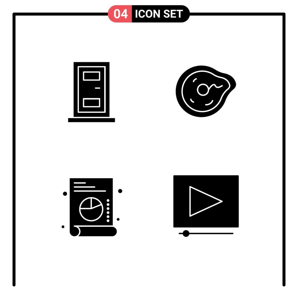 4 Creative Icons Modern Signs and Symbols of construction graph bend paradox video Editable Vector Design Elements