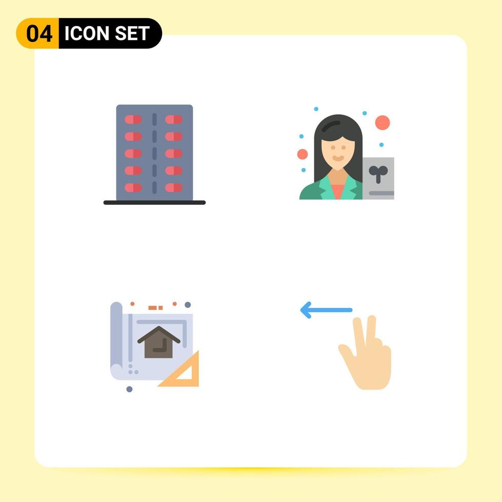 Set of 4 Modern UI Icons Symbols Signs for disease plan form scientist design Editable Vector Design Elements