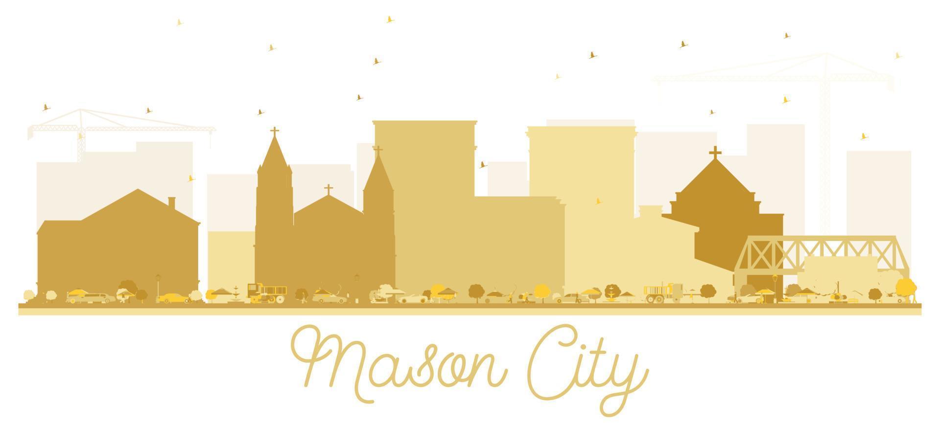 mason city iowa skyline silueta dorada. vector