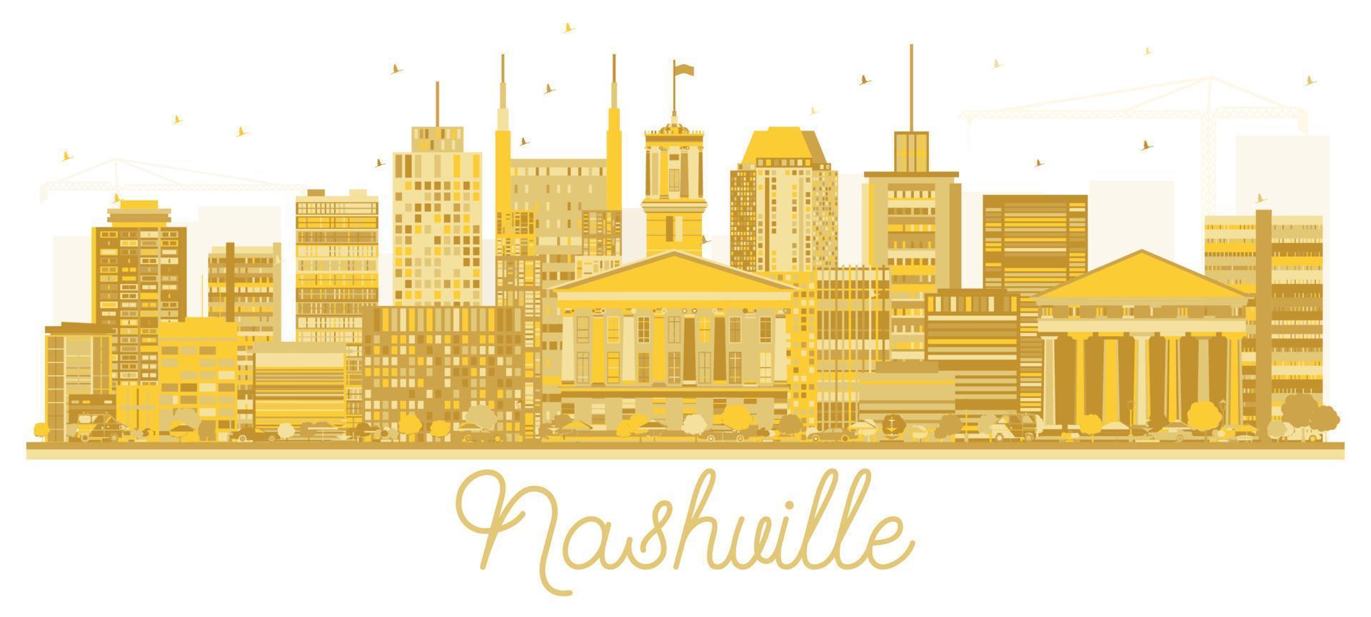 Nashville Tennessee City Skyline Golden Silhouette. vector