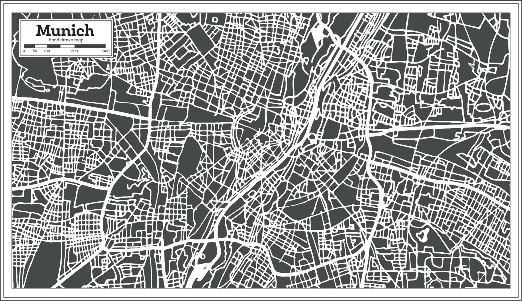mapa de la ciudad de munich alemania en estilo retro. esquema del mapa. vector
