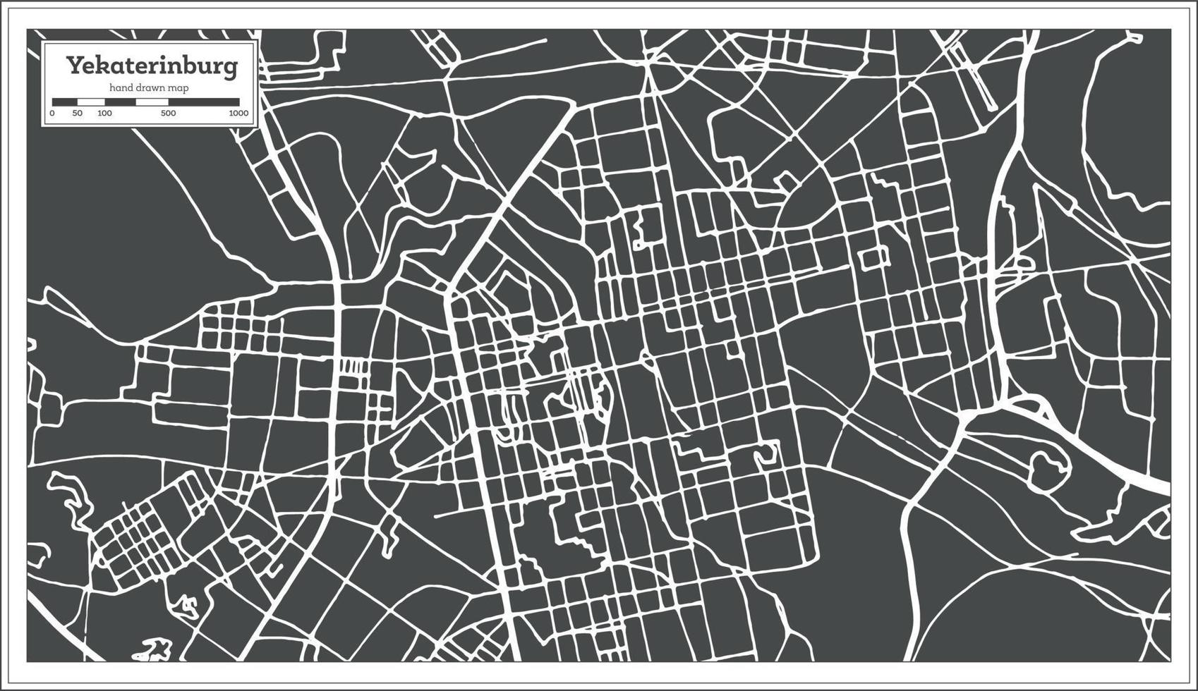 mapa de la ciudad de ekaterimburgo rusia en estilo retro. esquema del mapa. vector