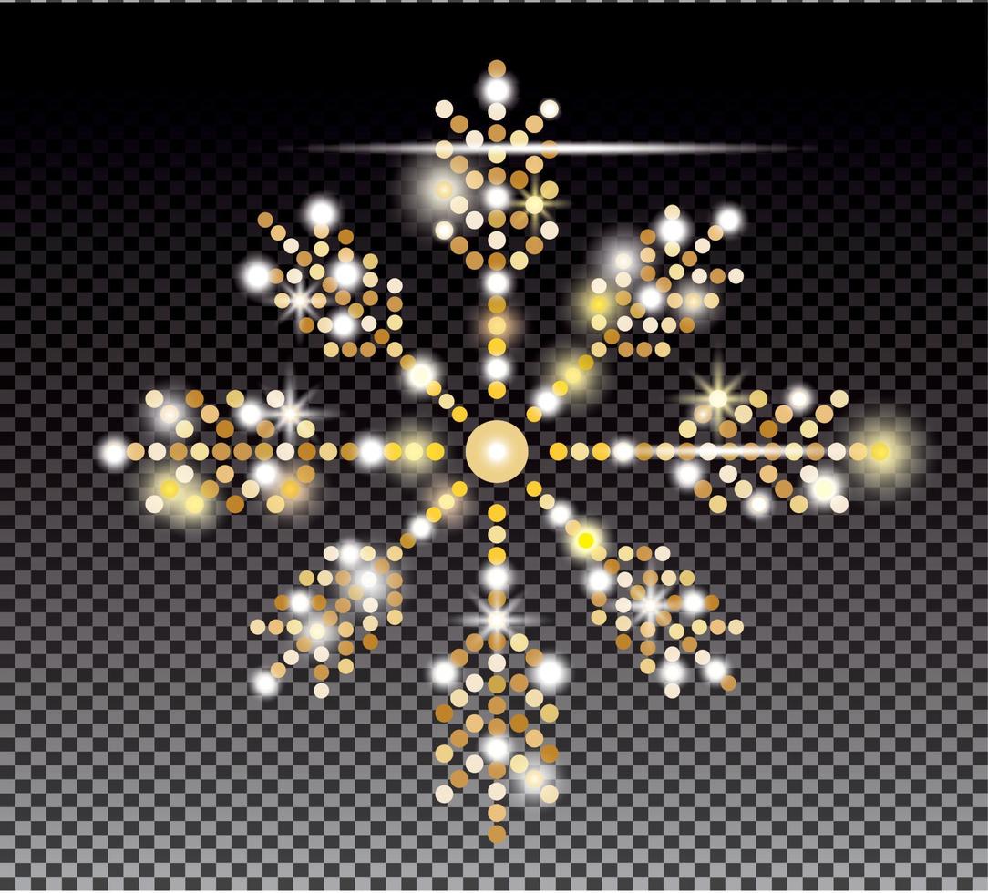 Glitter Gold Snowflake on Transparent Background. vector