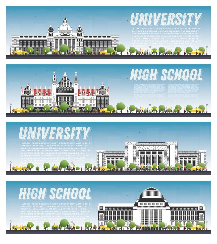 Set of University Campus Study Banners. vector