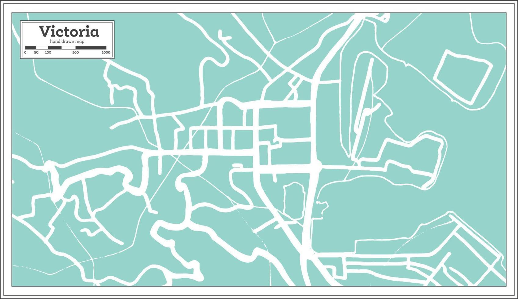 Victoria Seychelles City Map in Retro Style. Outline Map. vector