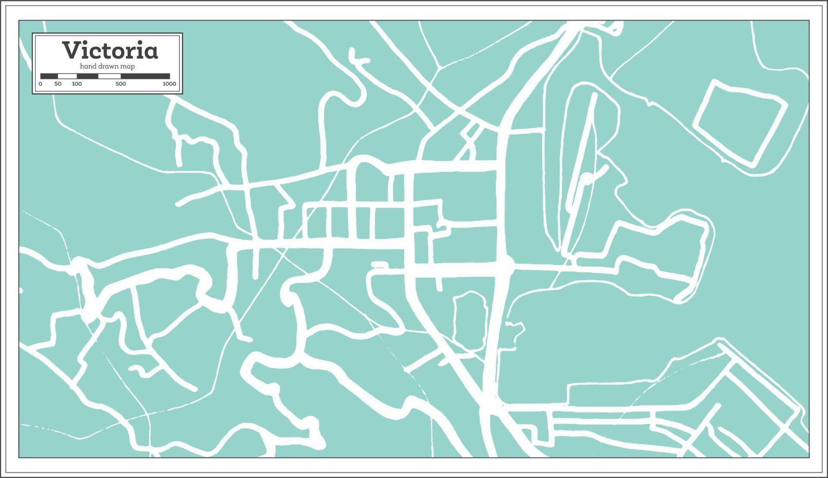 mapa de la ciudad de victoria seychelles en estilo retro. esquema del mapa. vector