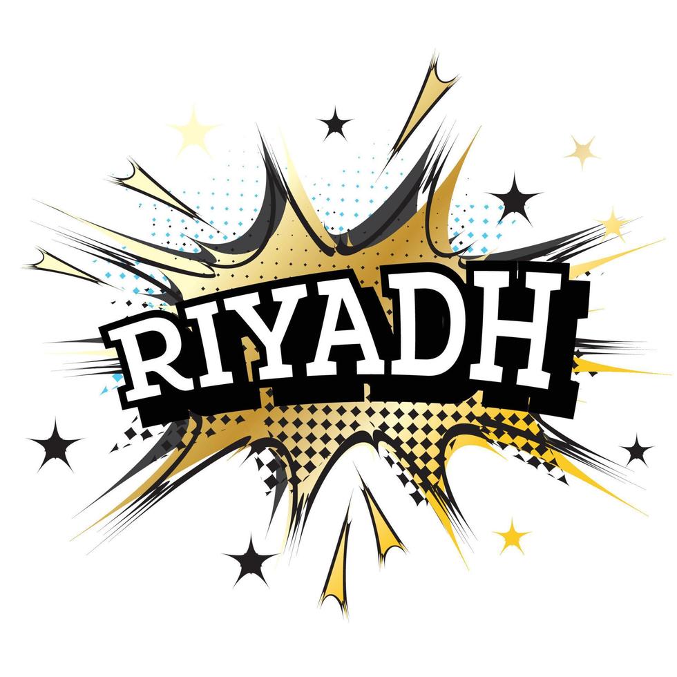 texto cómico de riyadh en estilo pop art. vector