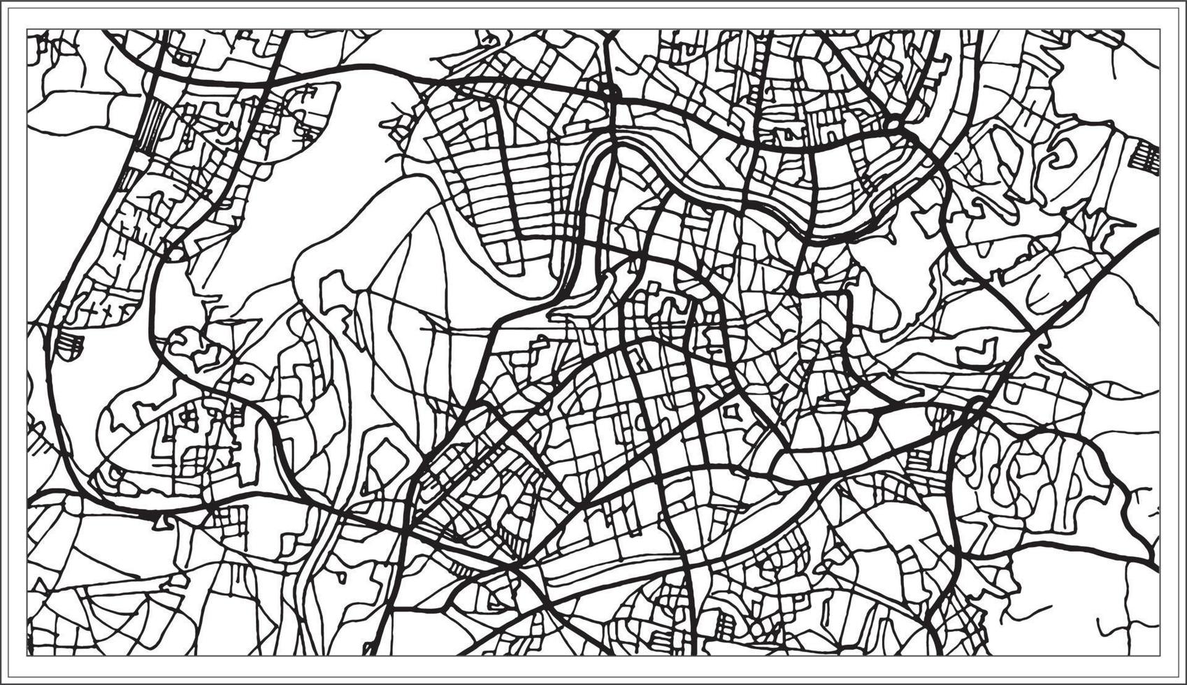 Vilnius Lithuania Map in Black and White Color. vector