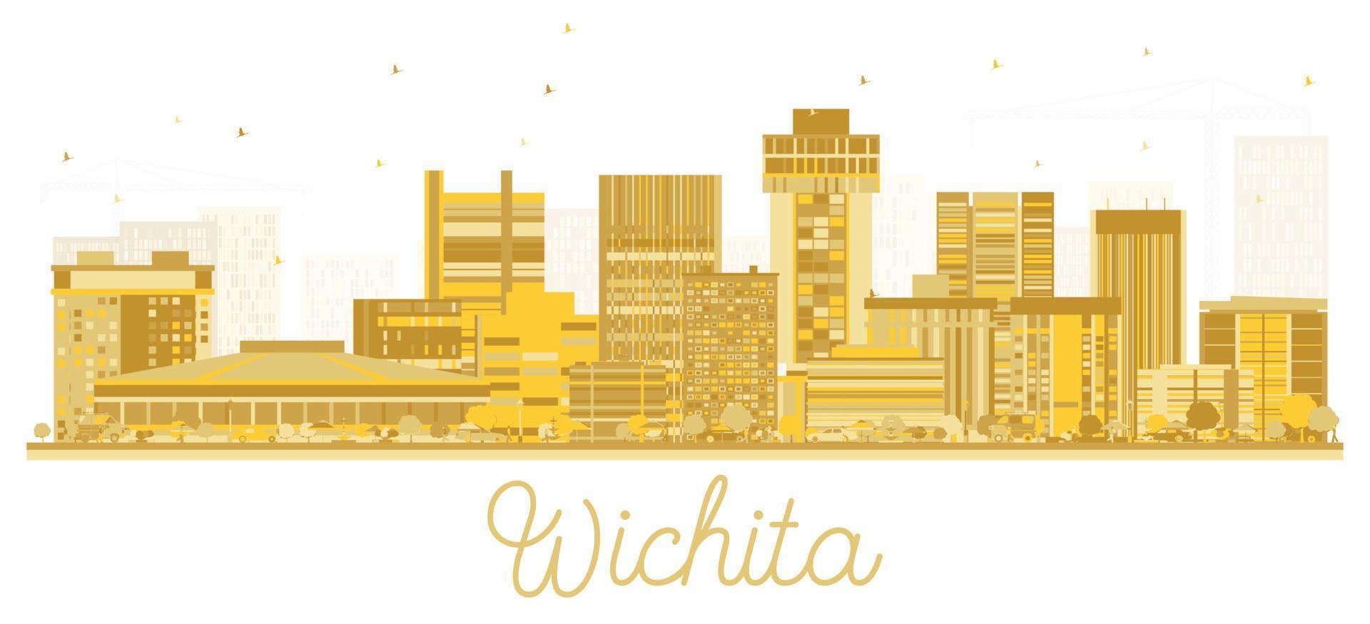 silueta dorada del horizonte de la ciudad de wichita kansas. vector