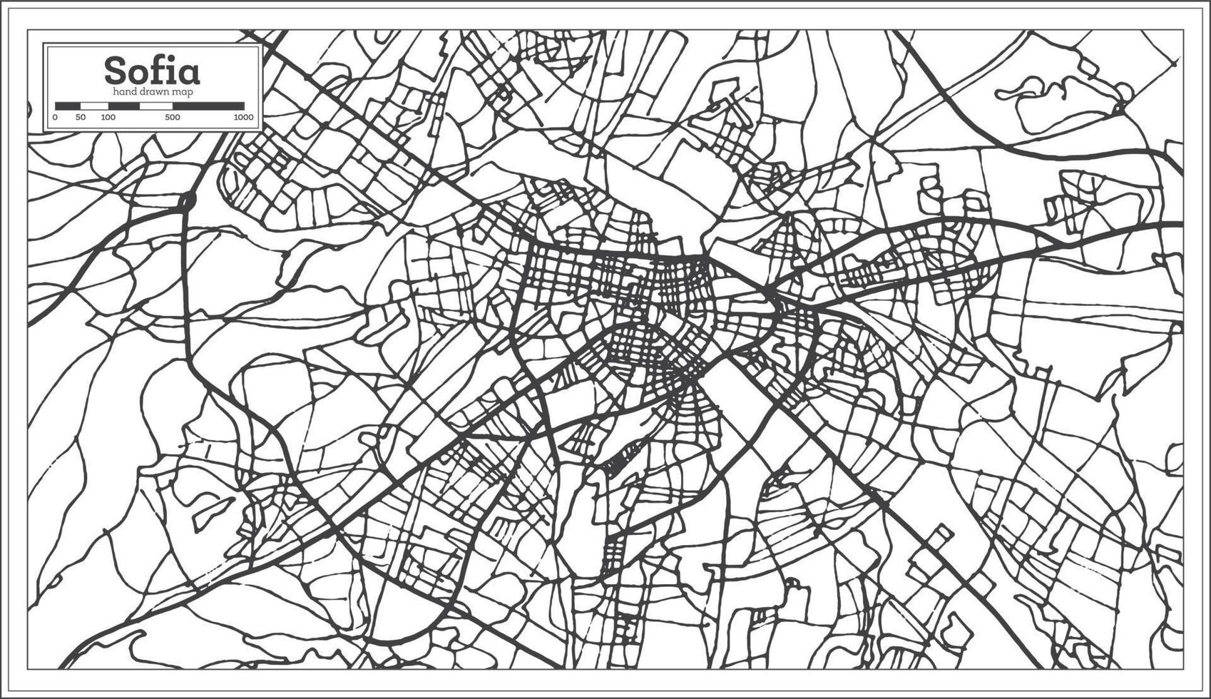 mapa de la ciudad de sofia bulgaria en estilo retro. esquema del mapa. vector