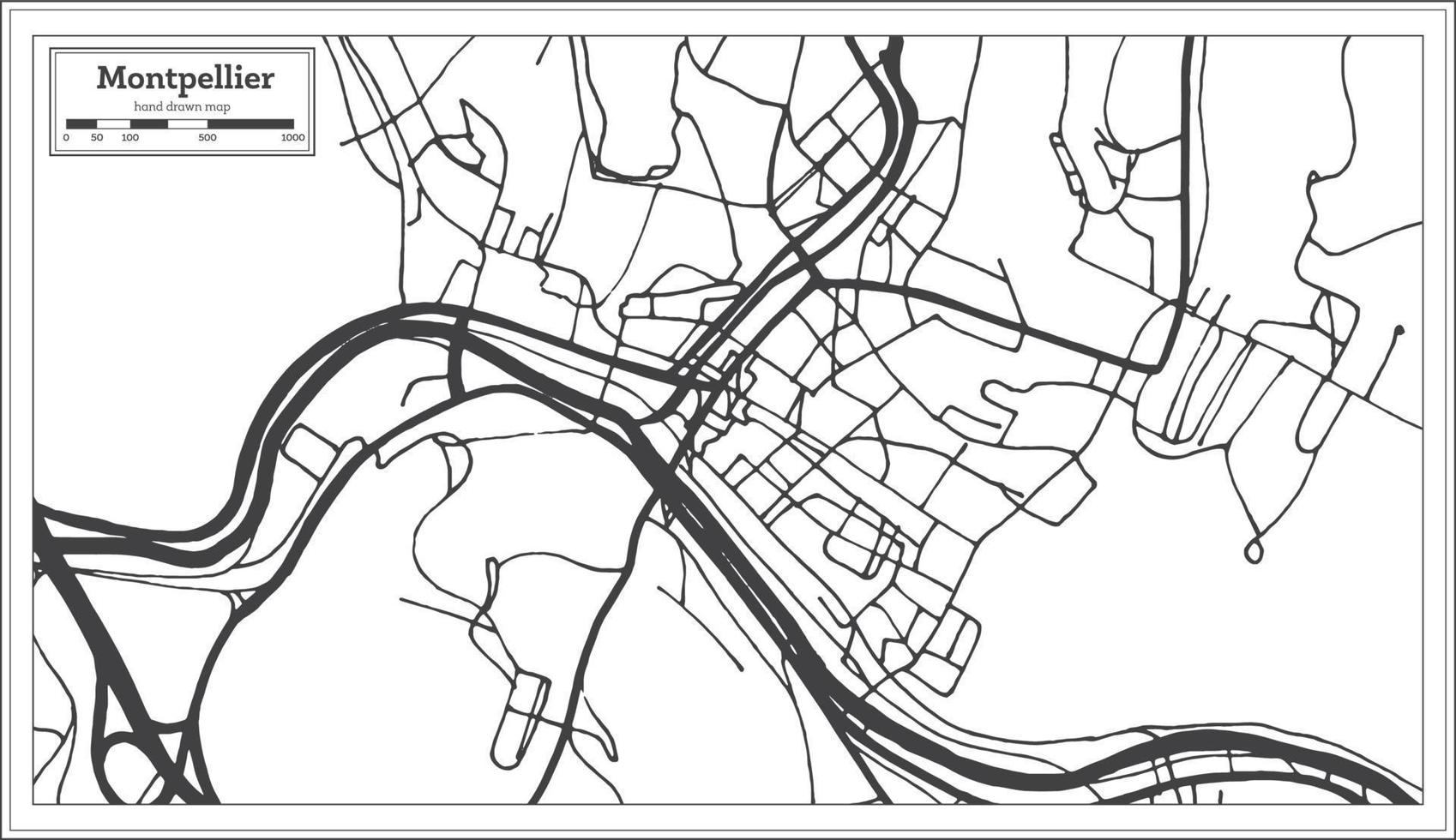 mapa de la ciudad de montpelier vermont usa en estilo retro. esquema del mapa. vector
