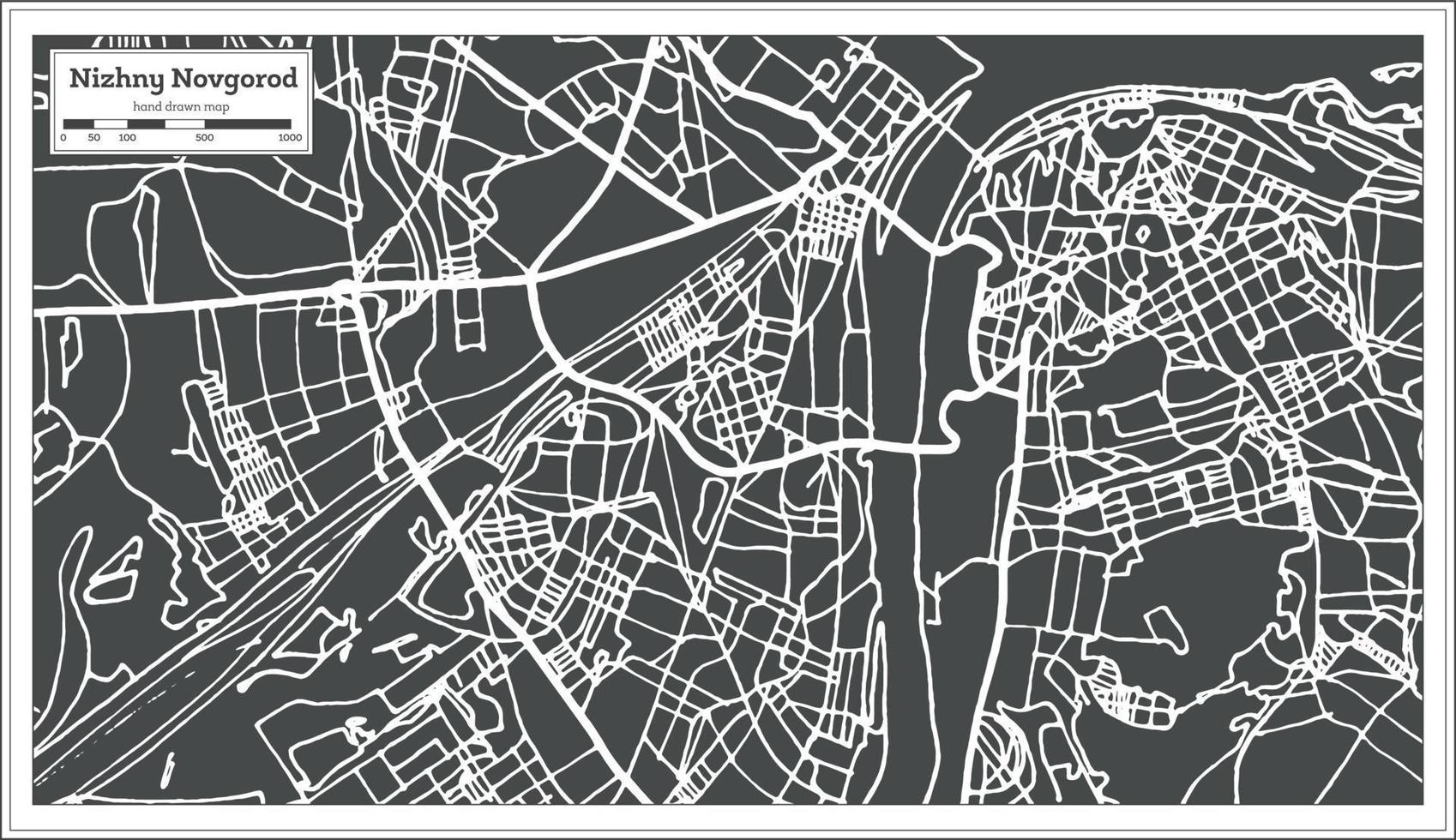 Nizhny Novgorod Russia City Map in Retro Style. Outline Map. vector