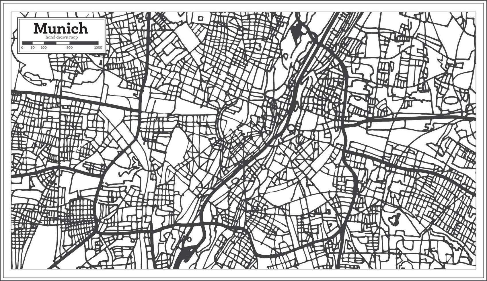 Munich Germany City Map in Retro Style. Outline Map. vector