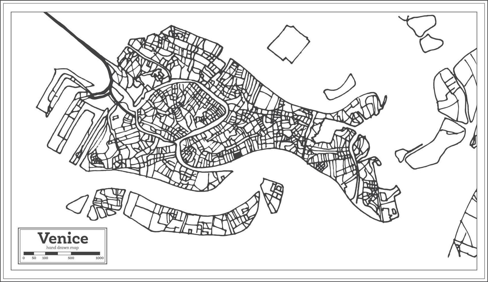 Venice Italy City Map in Retro Style. Outline Map. vector