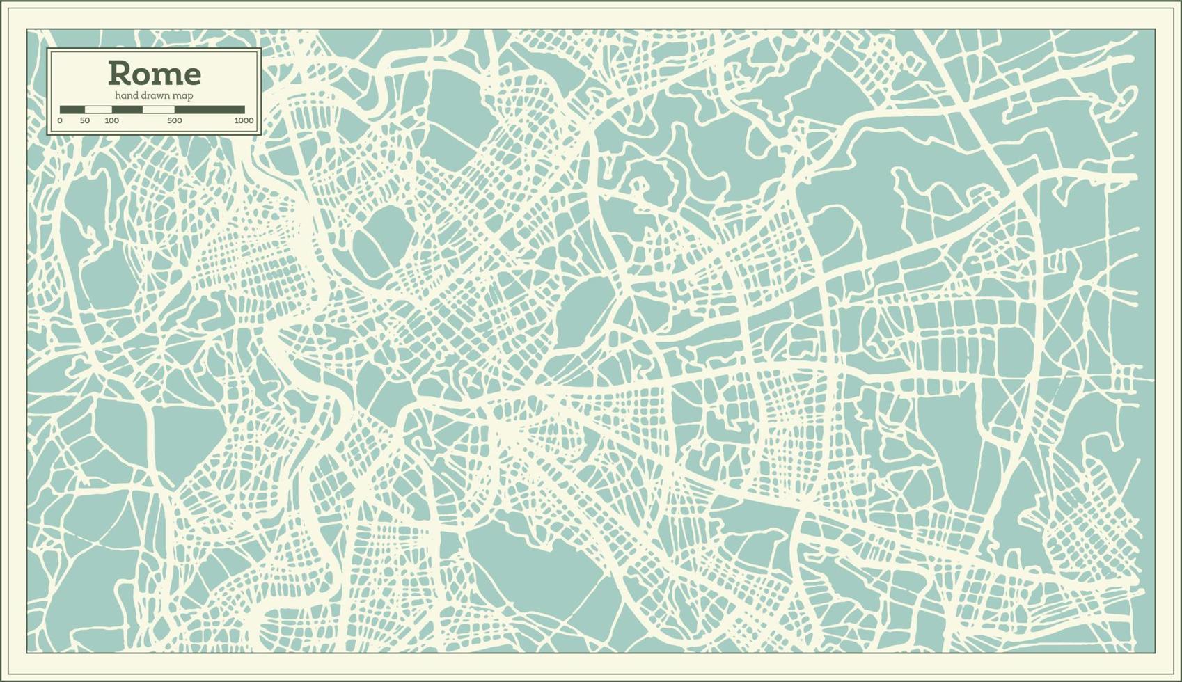 mapa de la ciudad de roma italia en estilo retro. esquema del mapa. vector