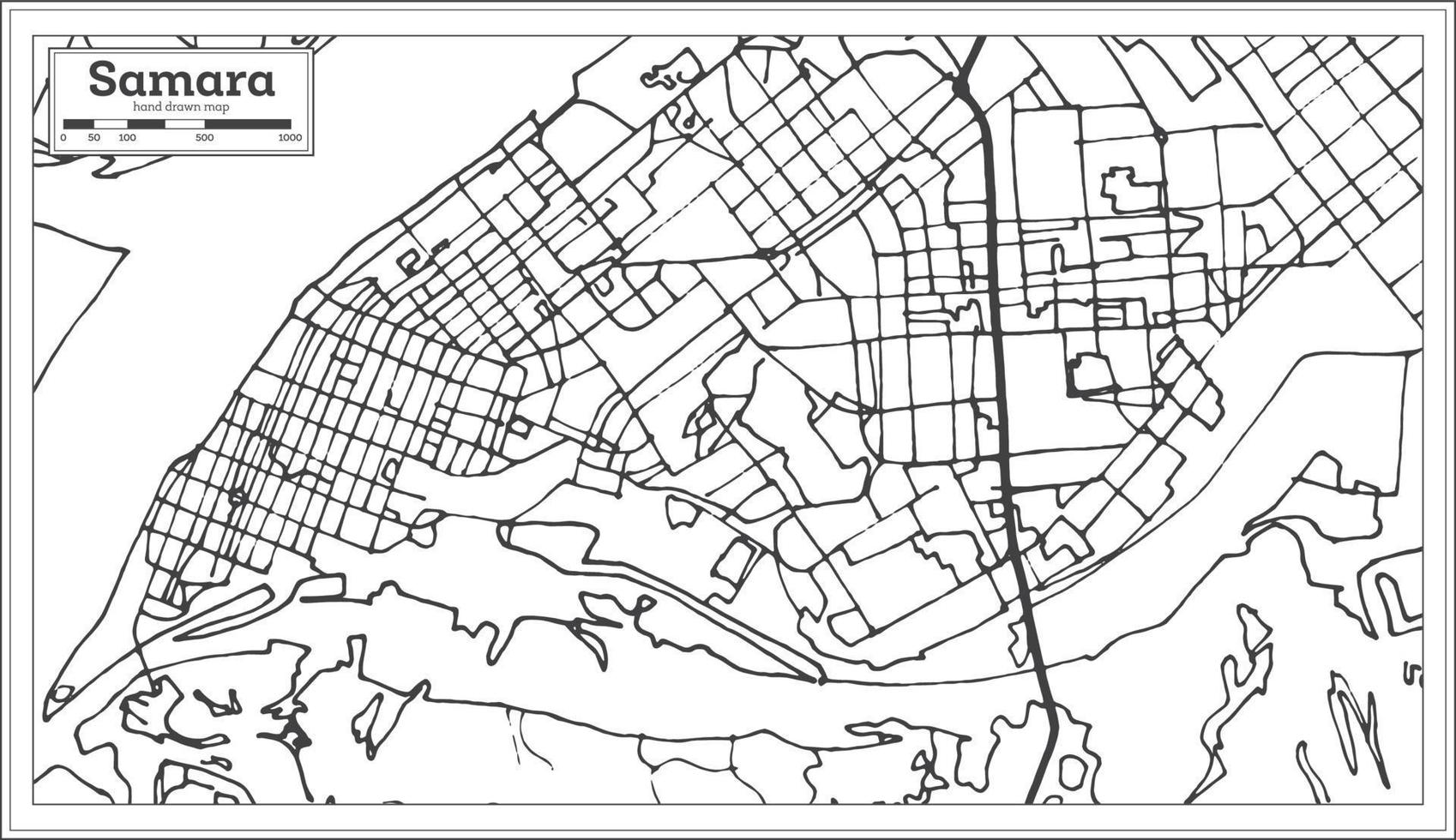 Samara Russia City Map in Retro Style. Outline Map. vector