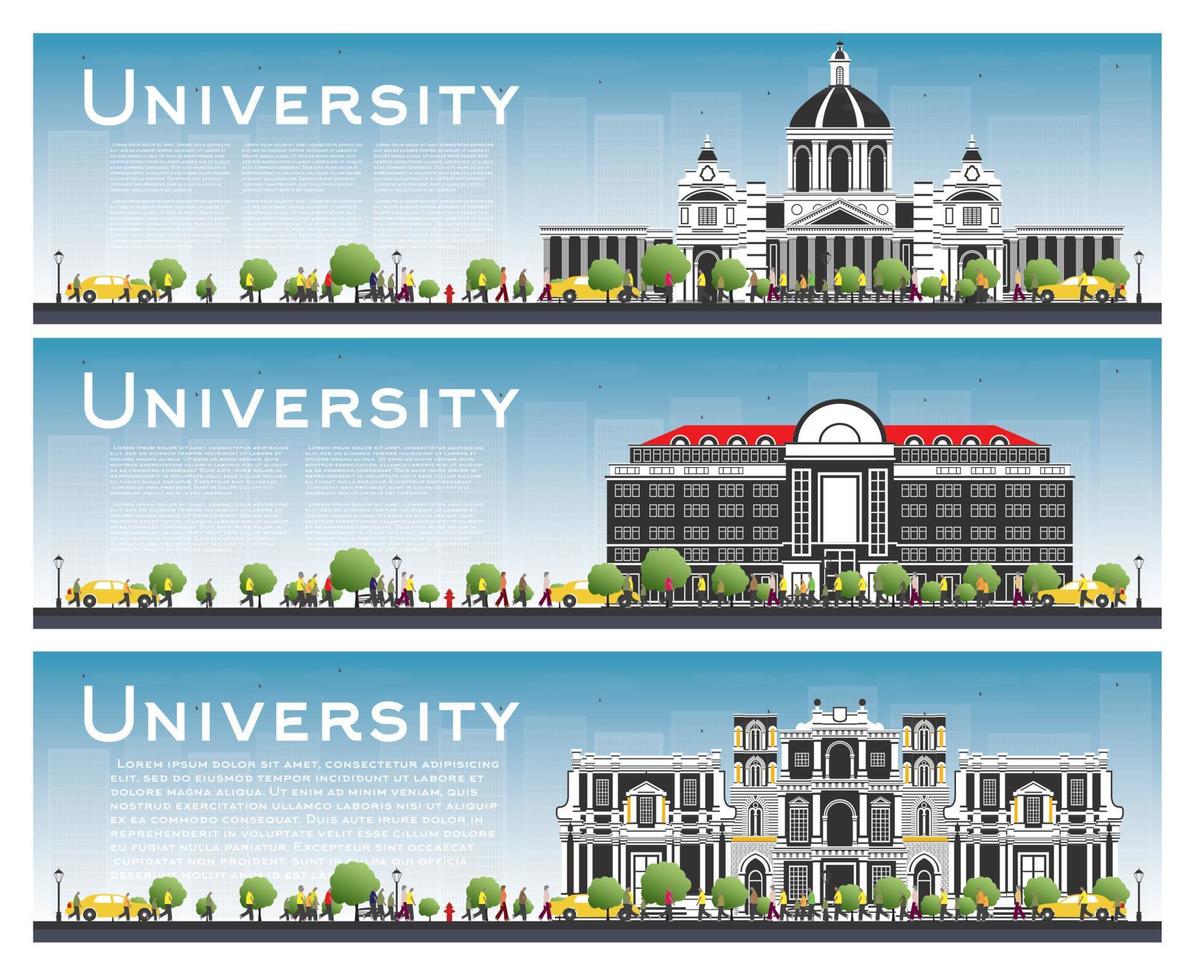 Set of University Campus Study Banners. vector