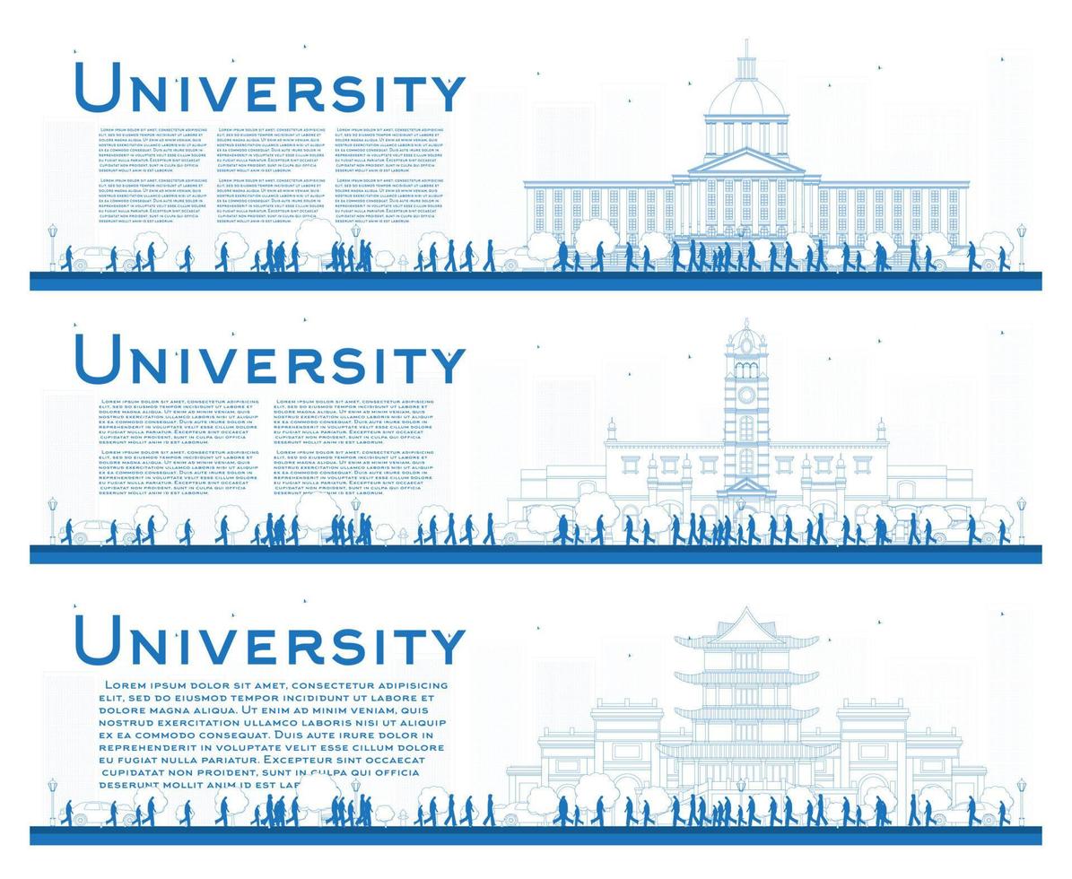 Outline Set of University Campus Study Banners. vector