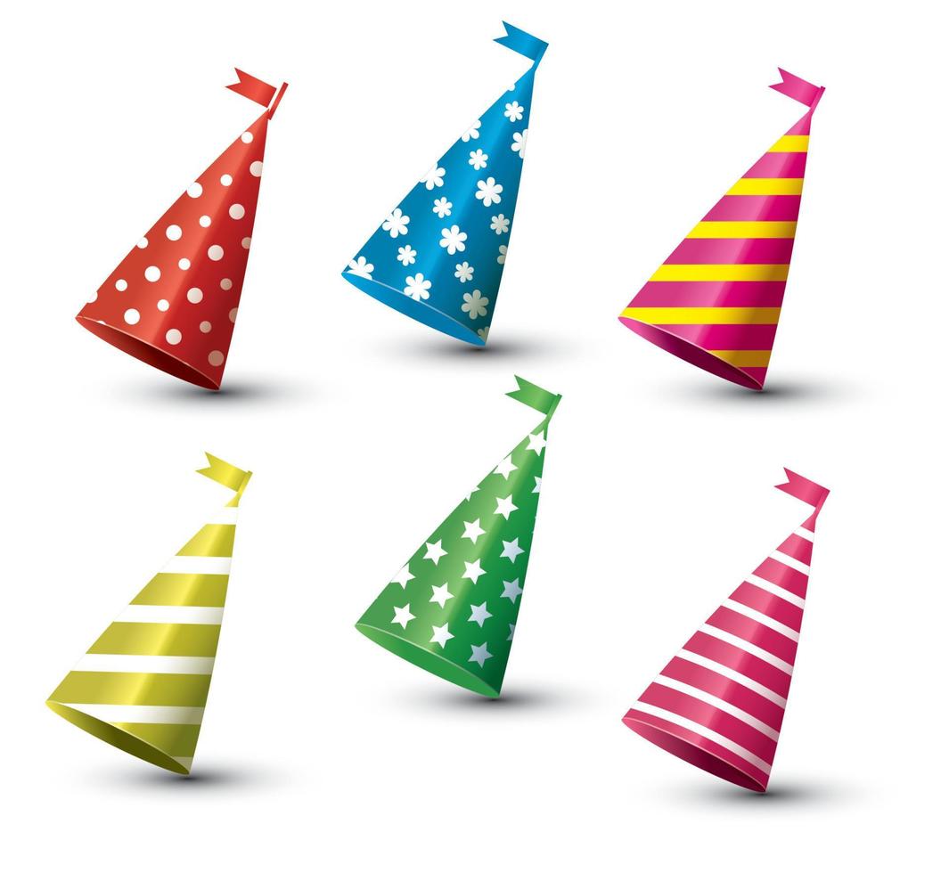 Party Hat Isolated Set on White Background. vector