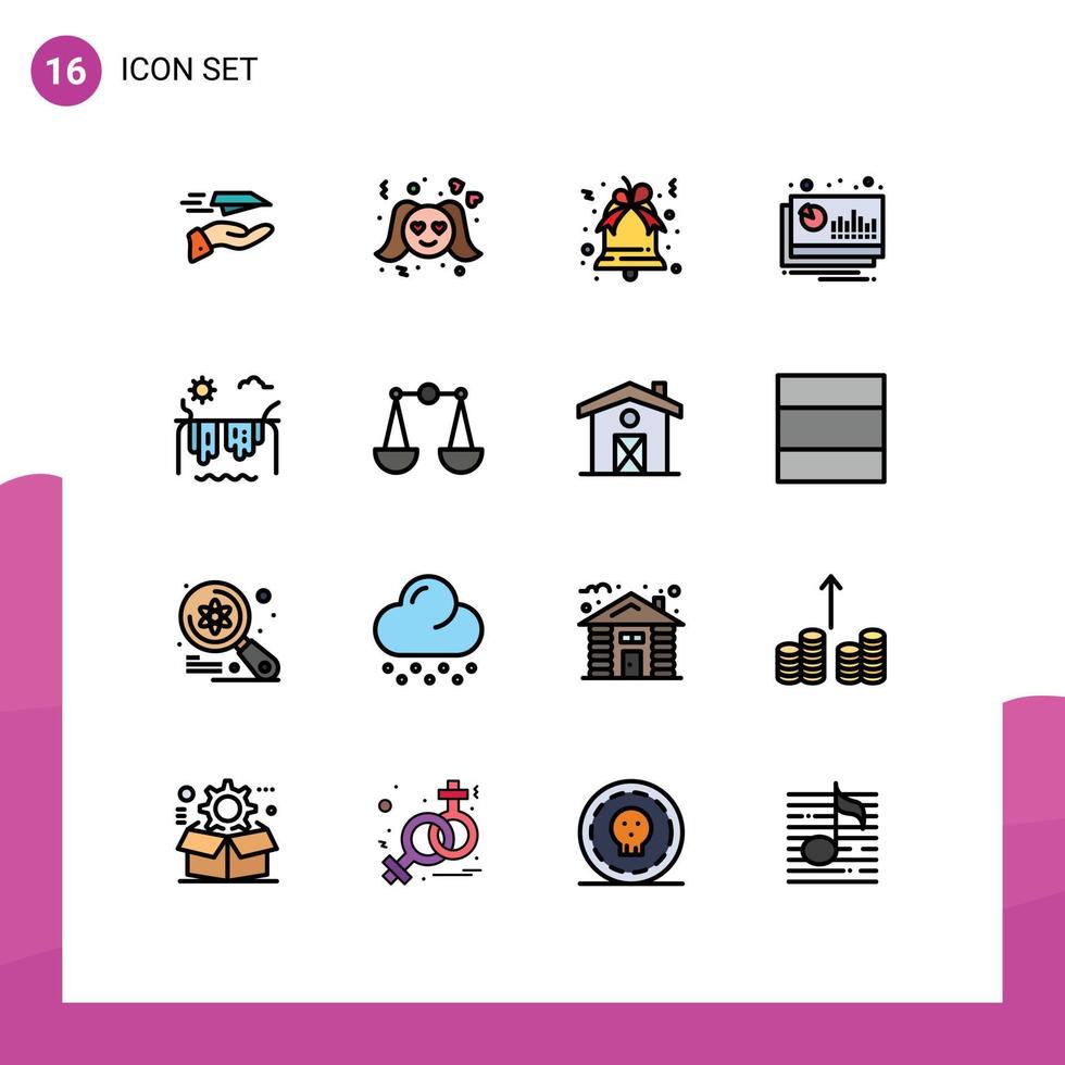 conjunto de 16 iconos de interfaz de usuario modernos símbolos signos para montañas financiero mujer contabilidad financiera elementos de diseño de vectores creativos editables