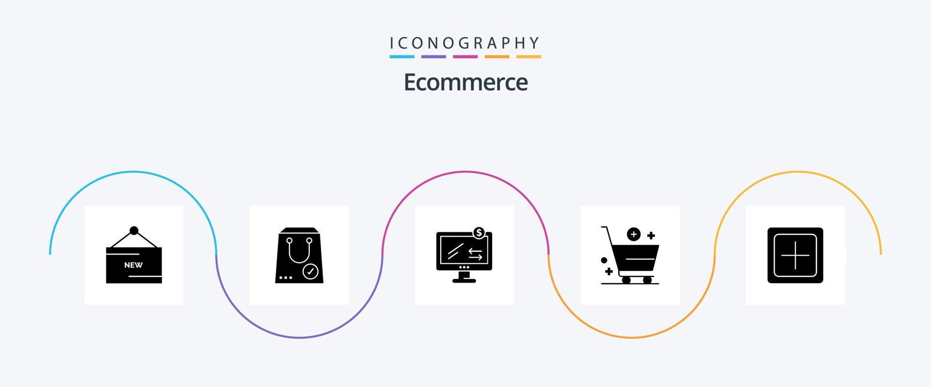 Ecommerce Glyph 5 Icon Pack Including commerce. buy. package. add. ecommerce vector