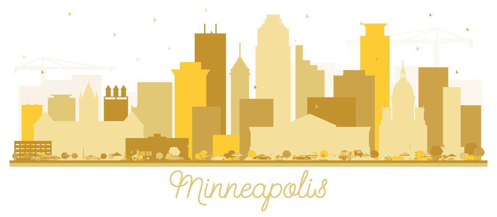 Minneapolis Minnesota USA Skyline Golden Silhouette. vector