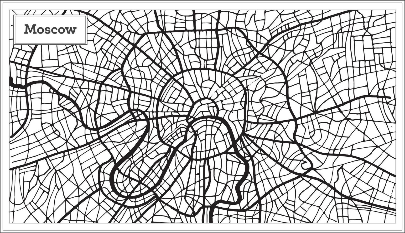 Moscow Russia City Map in Black and White Color. vector