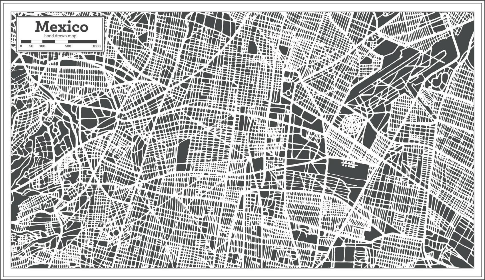 Mexico City Map in Retro Style. Outline Map. vector