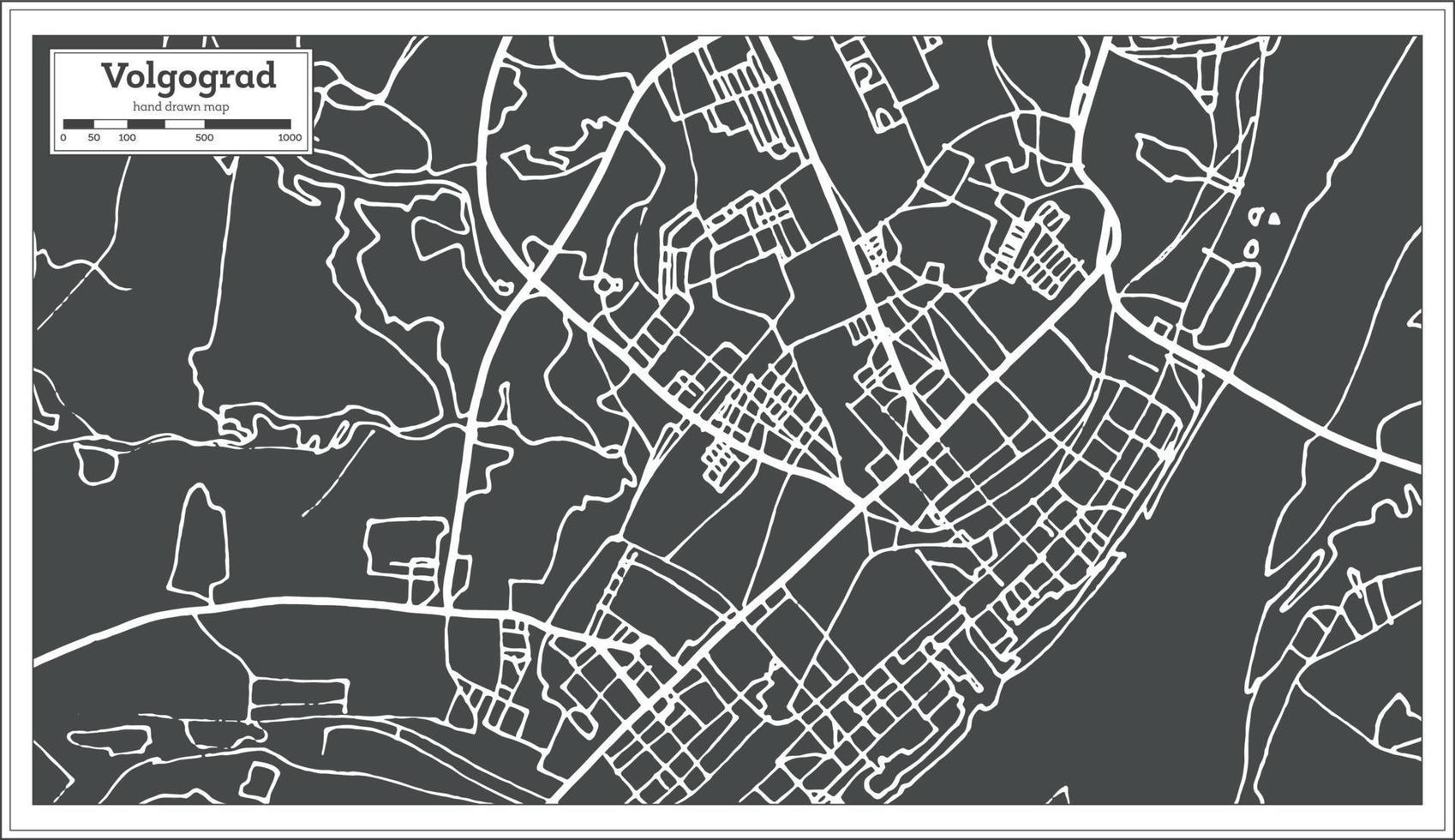 Volgograd Russia City Map in Retro Style. Outline Map. vector