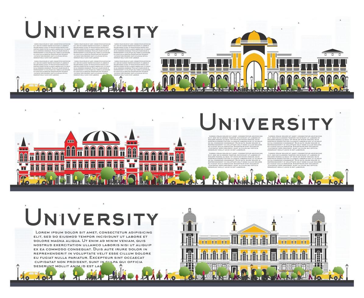 Set of University Campus Study Banners Isolated on White. vector