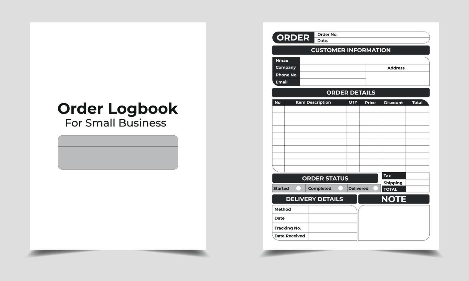 KDP Interior Design - Order LogBook Interior, KDP interior journal vector