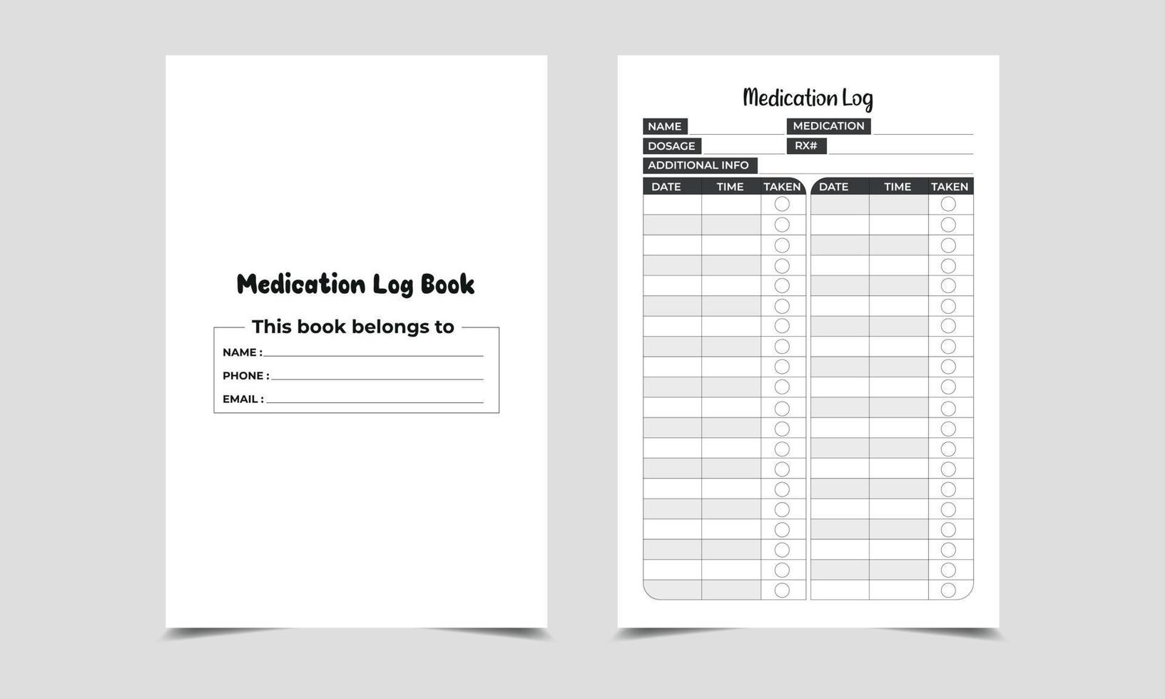 Medication Log Book KDP interior journal vector