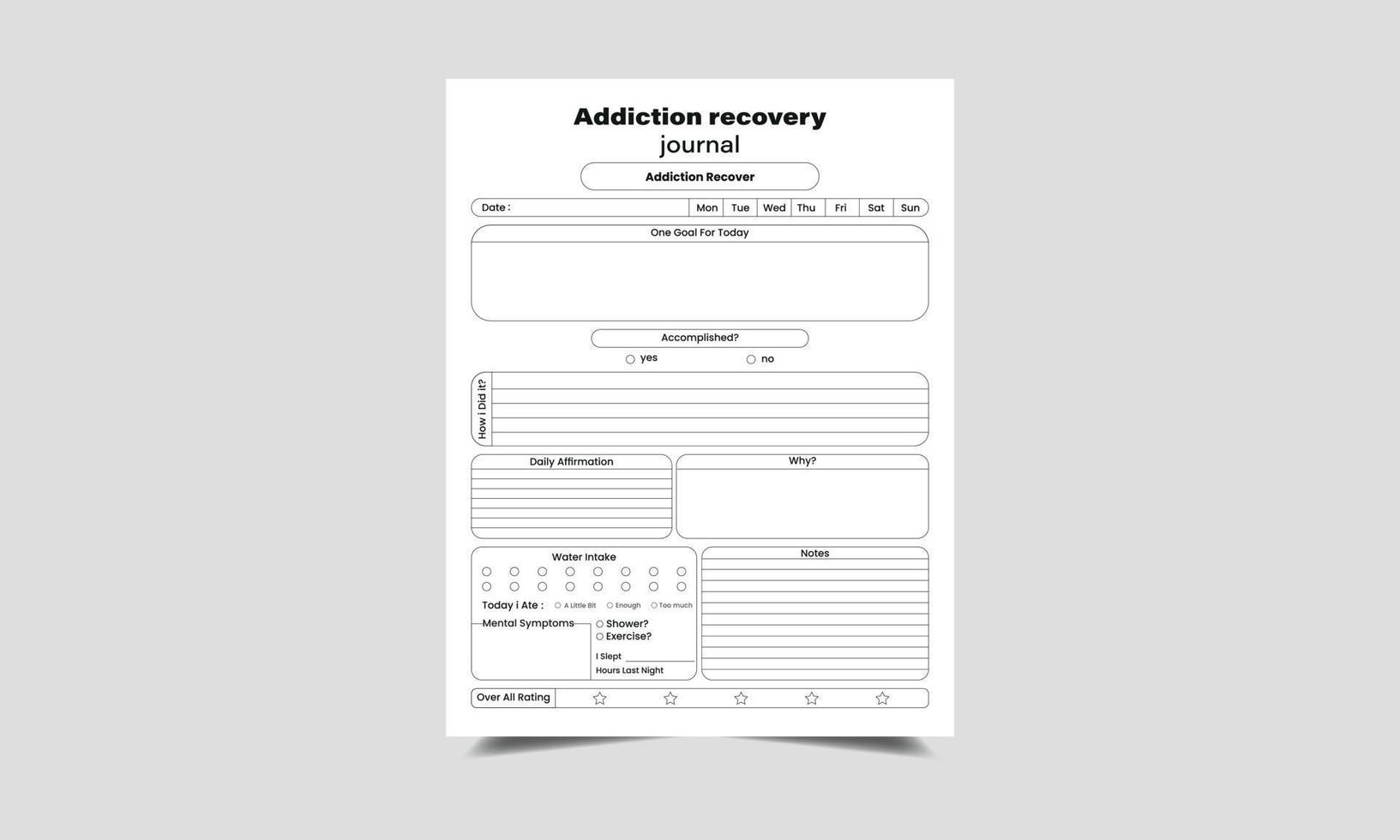 Addiction recovery journal Kdp Interior vector