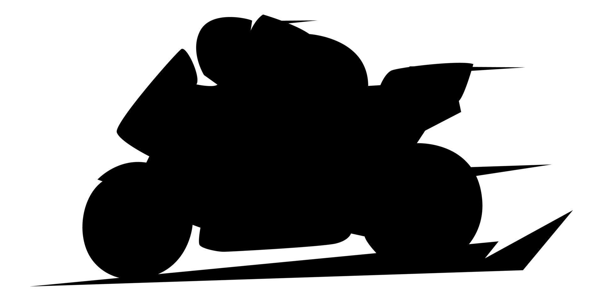 vista lateral del icono de la silueta del corredor de motocicletas. moto deportiva. automovilismo. muy rapido. ilustración vectorial en blanco y negro. vector