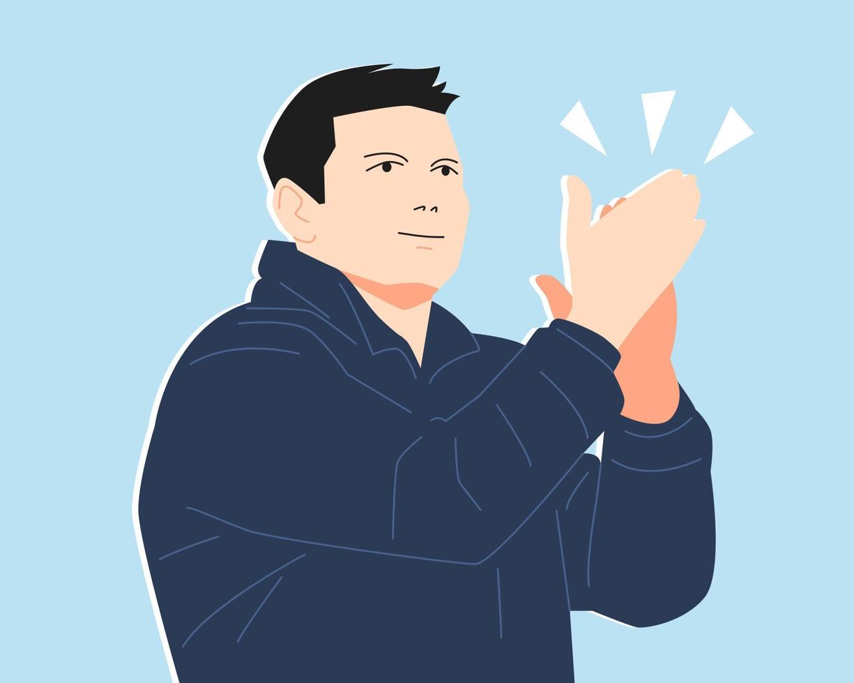 male football, soccer coach. give applause. spirit. appreciation. half body. concept of sport, profession, coach, etc. vector illustration.