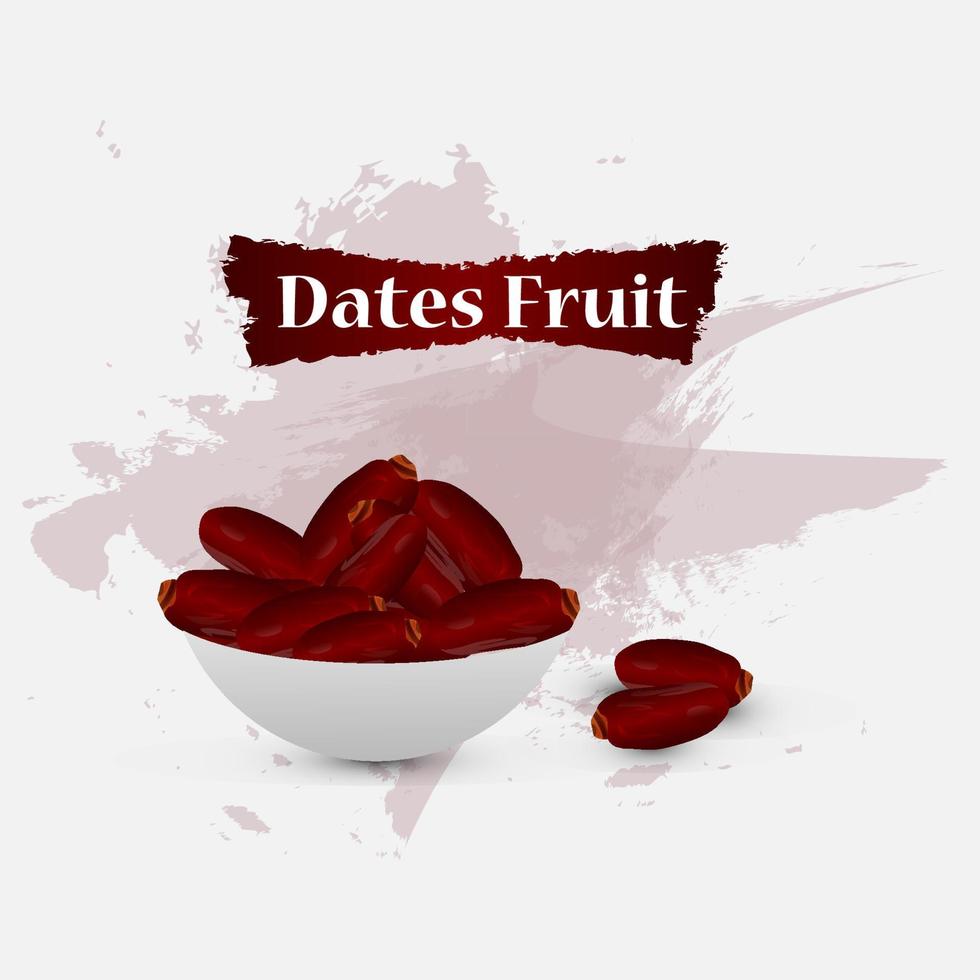 Delicious Sweet Healthy Dates Fruits with Oblong Vector Illustration