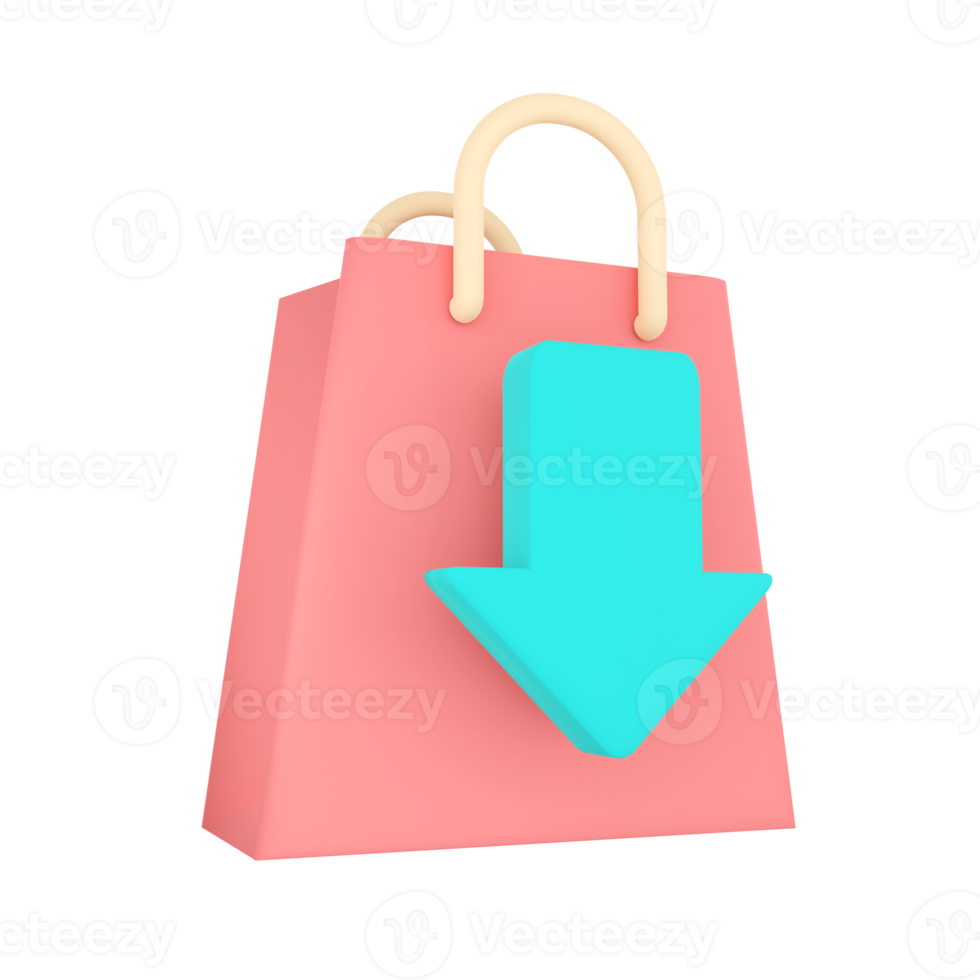 Shopping Bag. Online Shopping 3D rendering. png