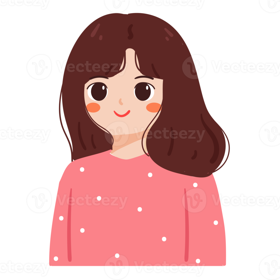 hand drawing cartoon girl. cute girl drawing for profile picture png