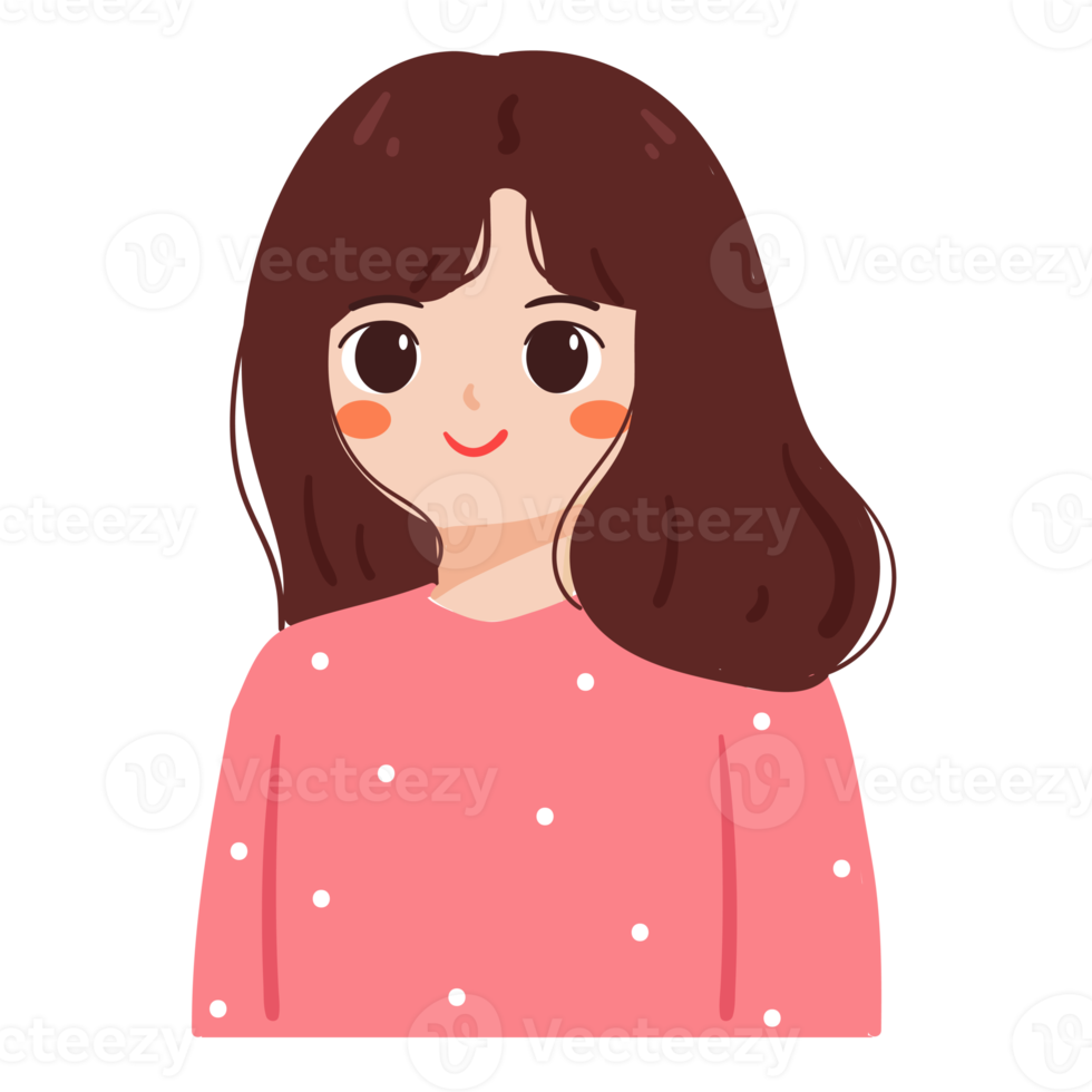 hand drawing cartoon girl. cute girl drawing for profile picture png