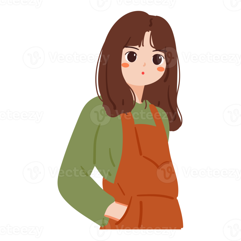 hand drawing cartoon girl. cute girl drawing for profile picture png